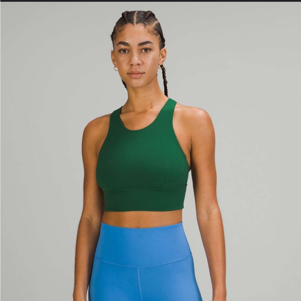 Lululemon Everglade green Wunder train longline sports bra